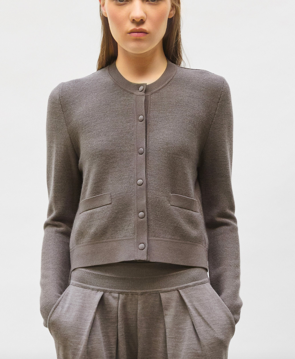 Dream garter stitch cardigan chestnut