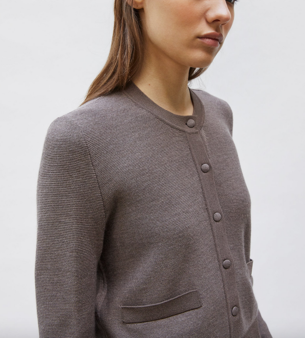 Dream garter stitch cardigan chestnut