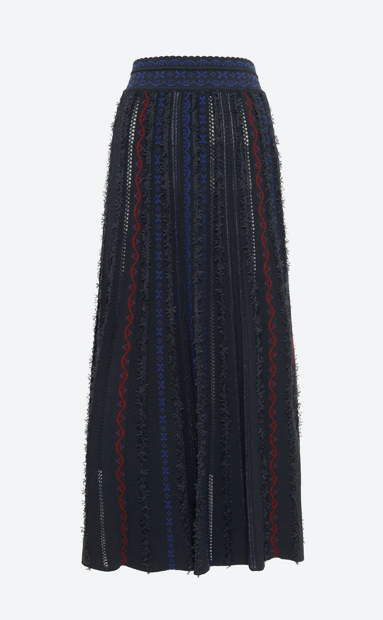 Daiquiri 2 long dotted swiss knit skirt deep black