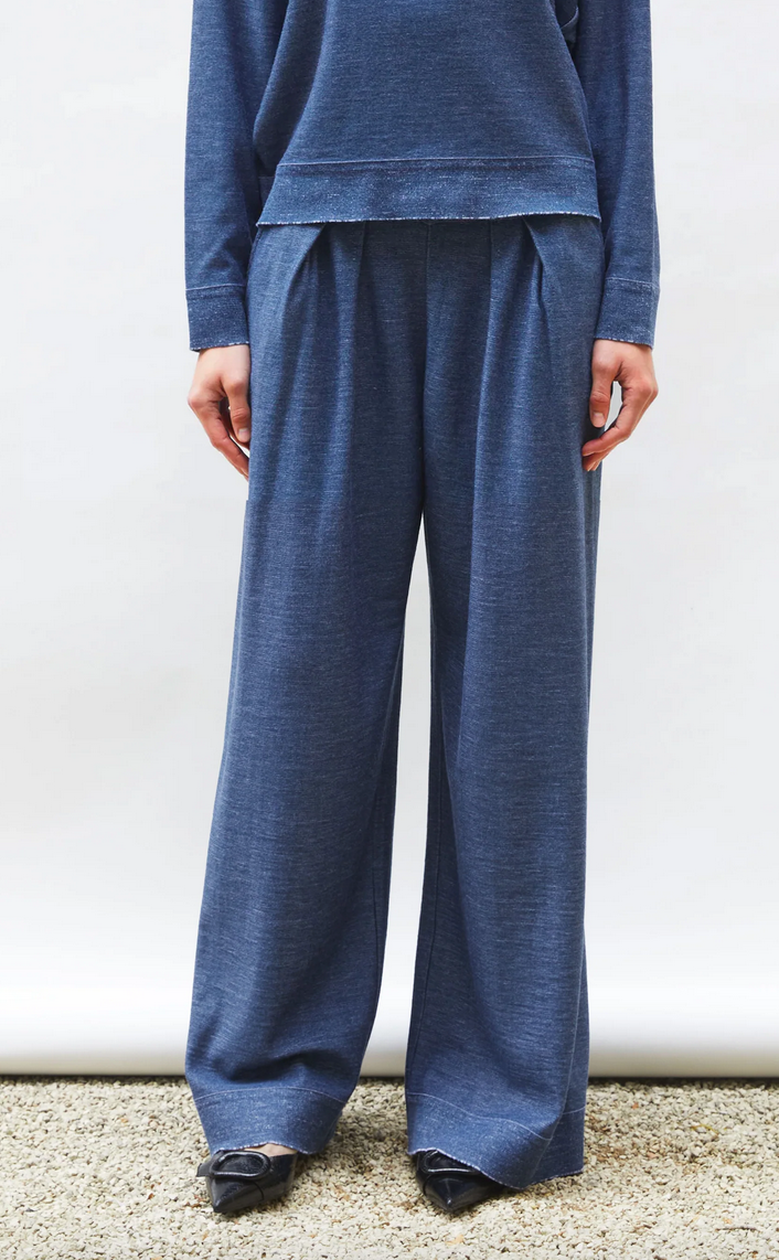 lauren fluid knit pants blueberry denim nuit