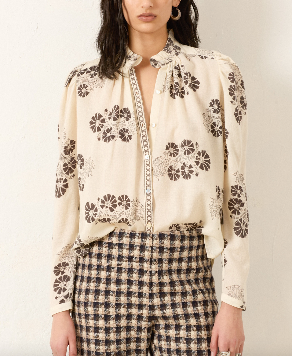 Artemis java flower shirt white java