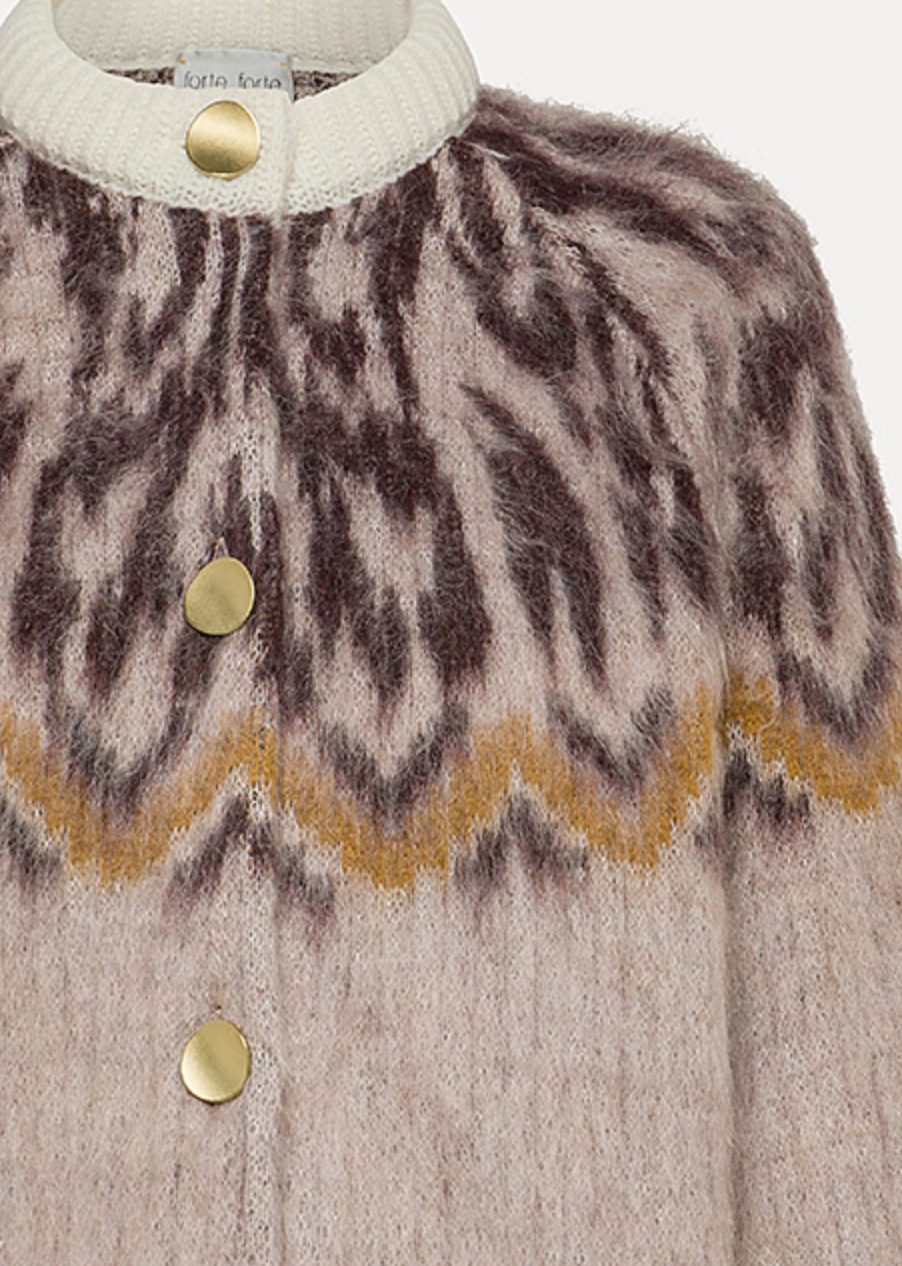 jacquard cardigan in baby alpaca wool blush
