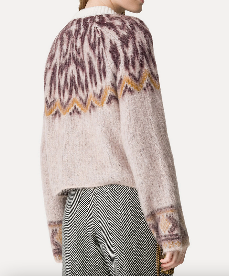 jacquard cardigan in baby alpaca wool blush