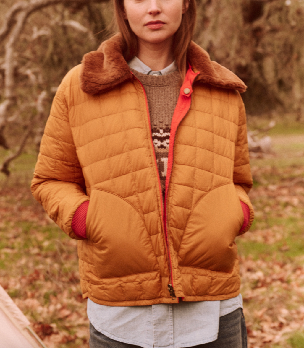 The reversible down logger puffer poppy & amber