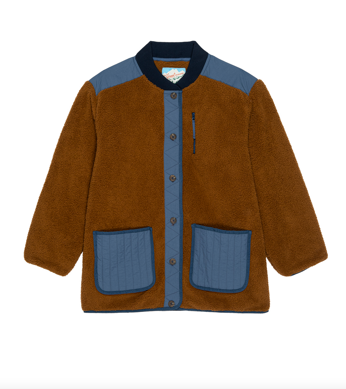 The plush tundra jacket chocolate and navy