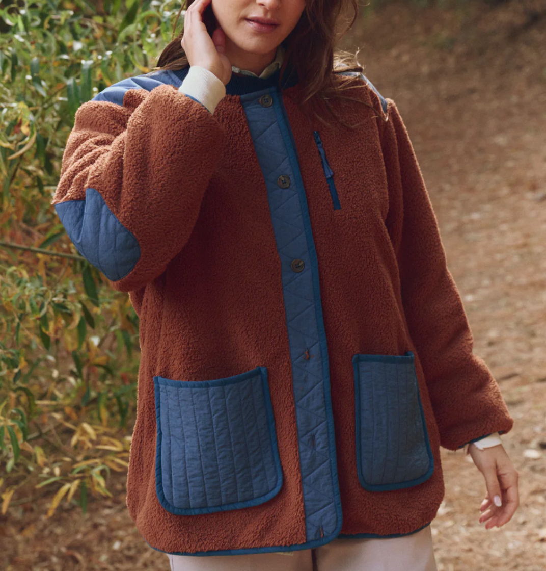 The plush tundra jacket chocolate and navy