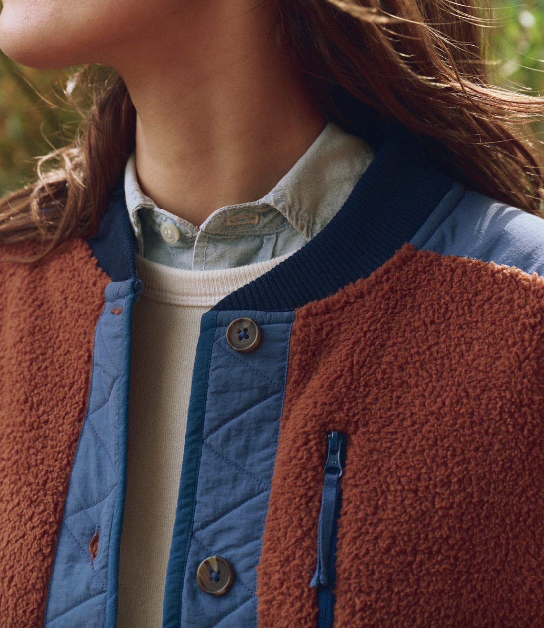 The plush tundra jacket chocolate and navy