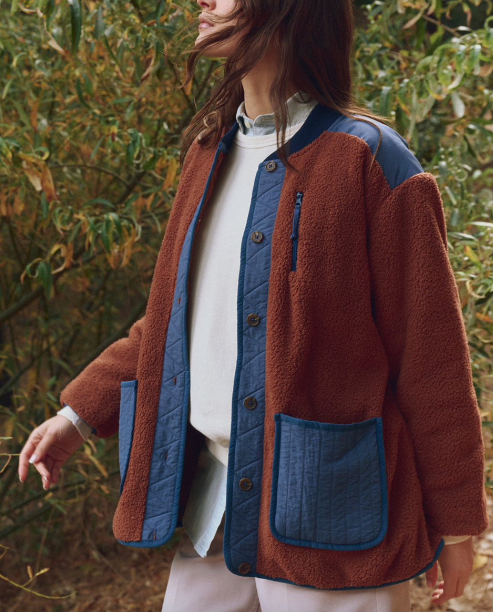 The plush tundra jacket chocolate and navy