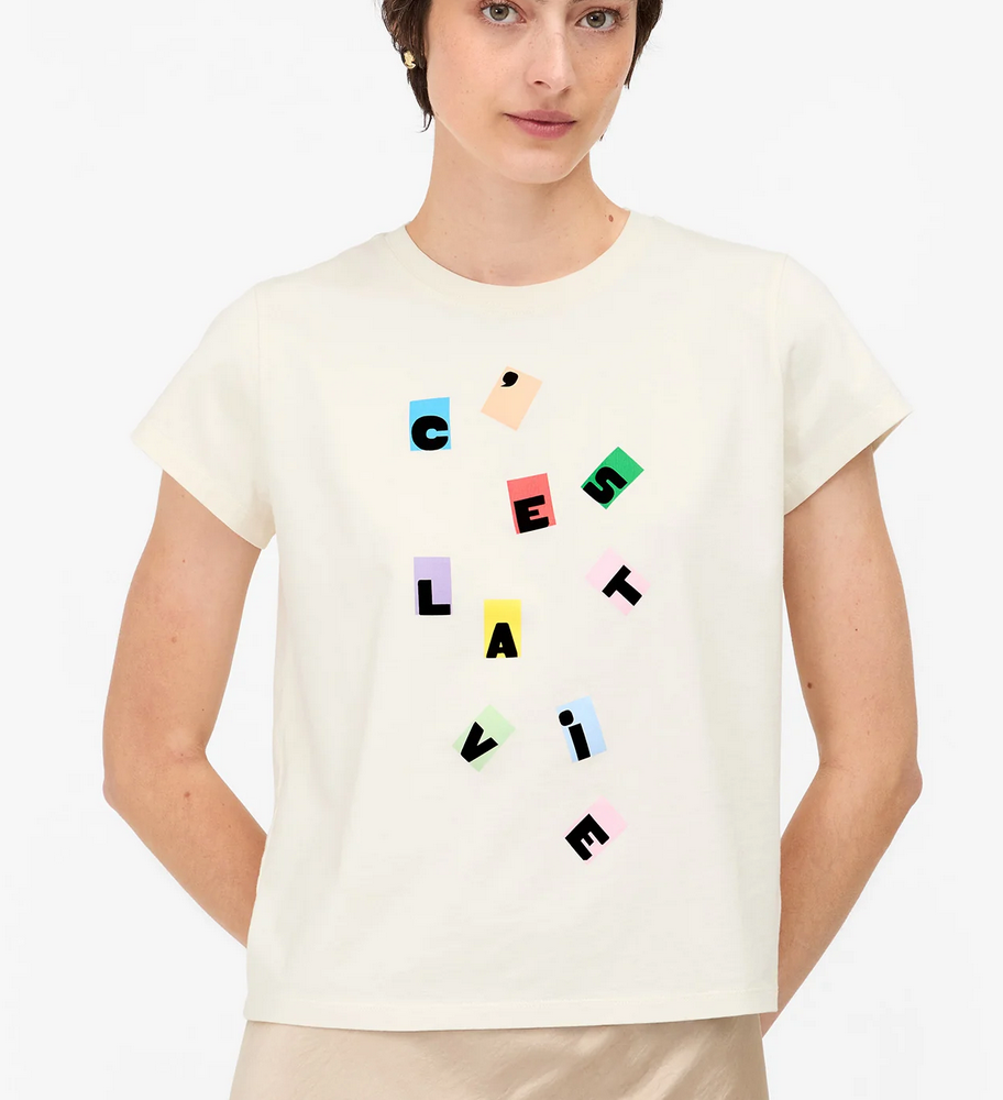 classic tee cream w/ multi c'est la vie