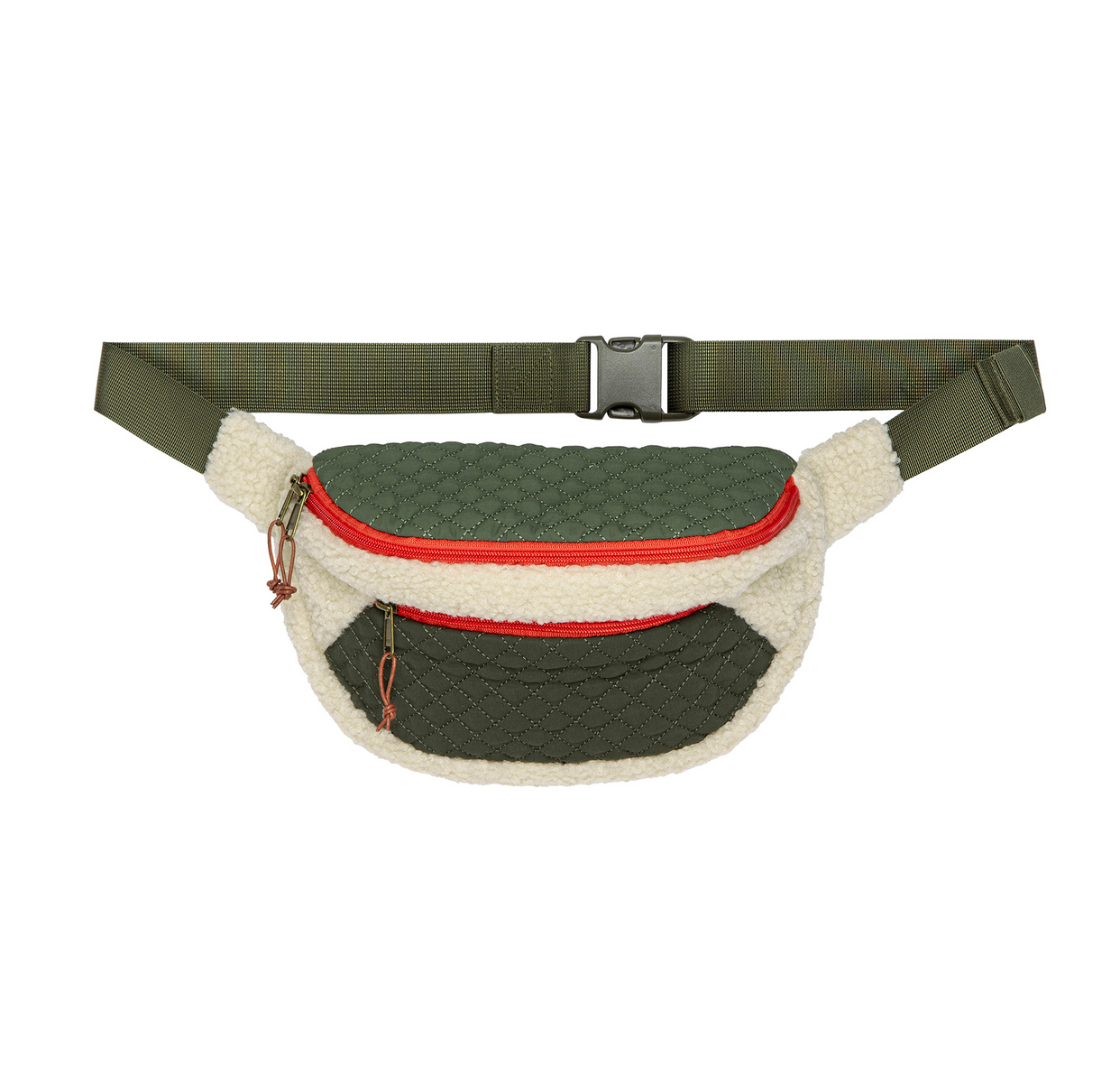 the plush colorblock hip-pack cream & army