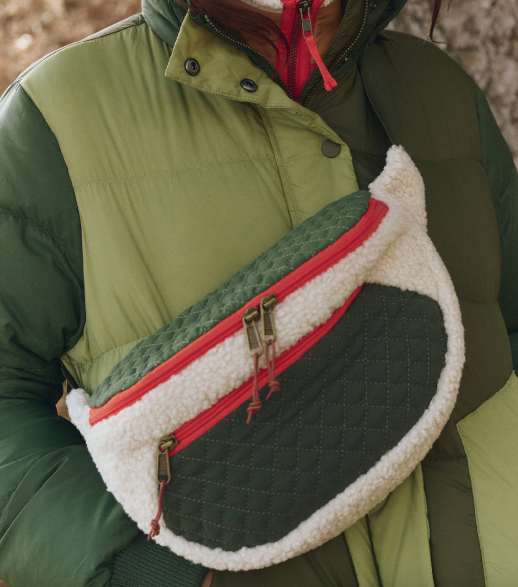the plush colorblock hip-pack cream & army
