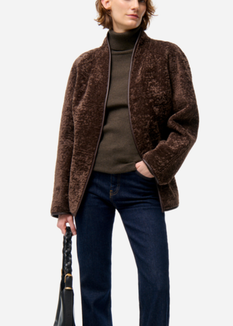 Fur reversible coat brown