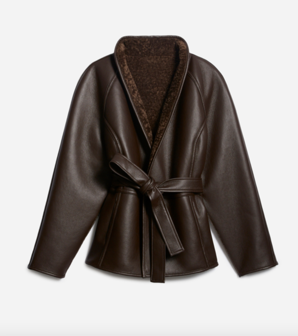 Fur reversible coat brown