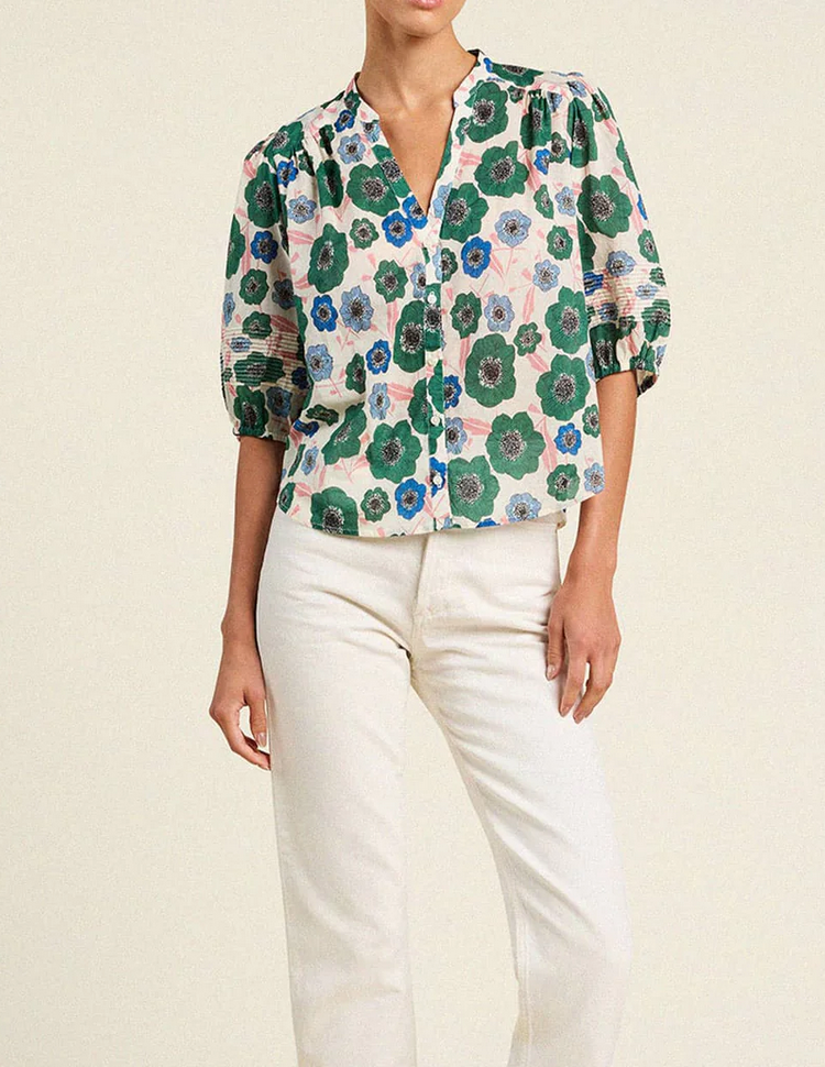 loren blouse green house bloom