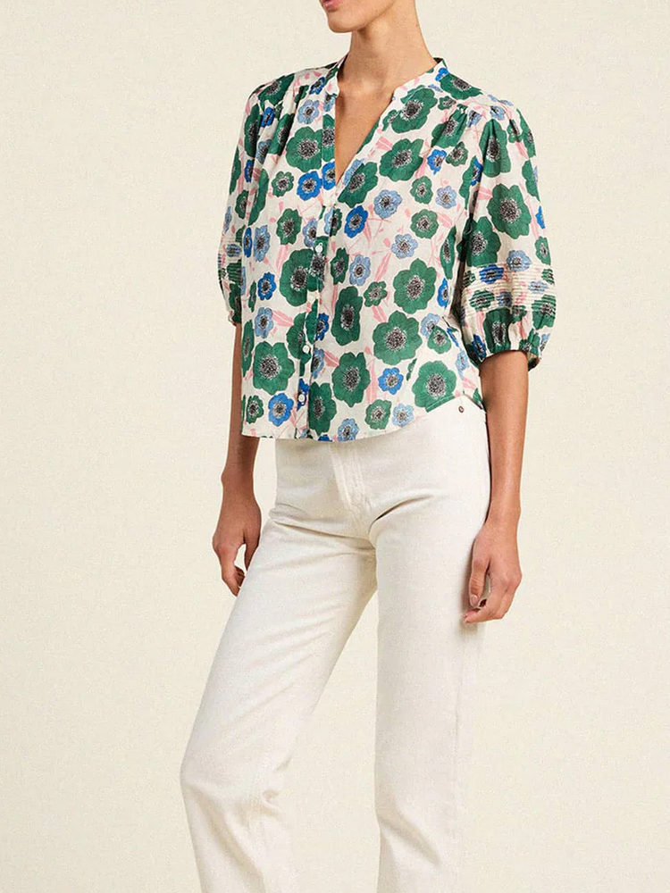 loren blouse green house bloom