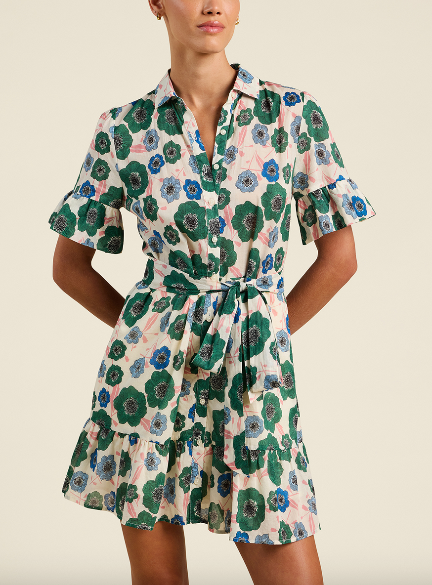 martinique dress in green house bloom