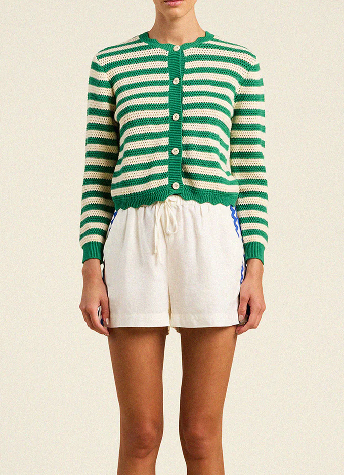 vento cardigan green stripe