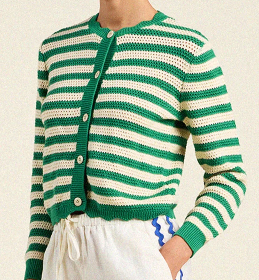 vento cardigan green stripe