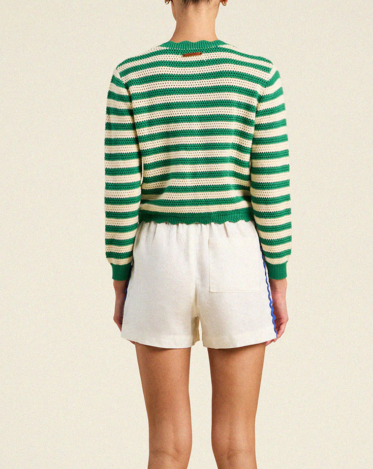 vento cardigan green stripe