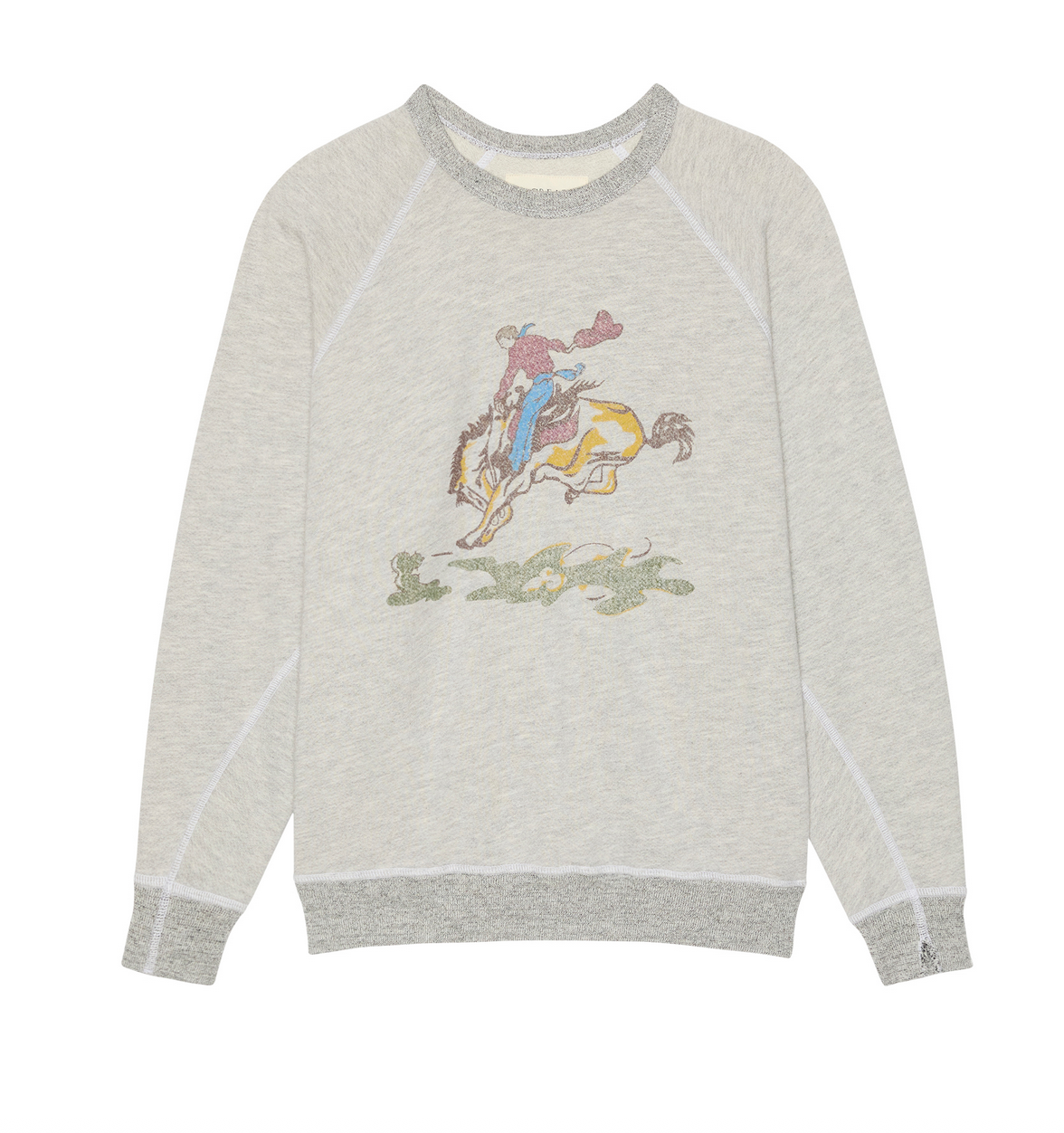 the college sweatshirt w/ rider graphic soft heather grey
