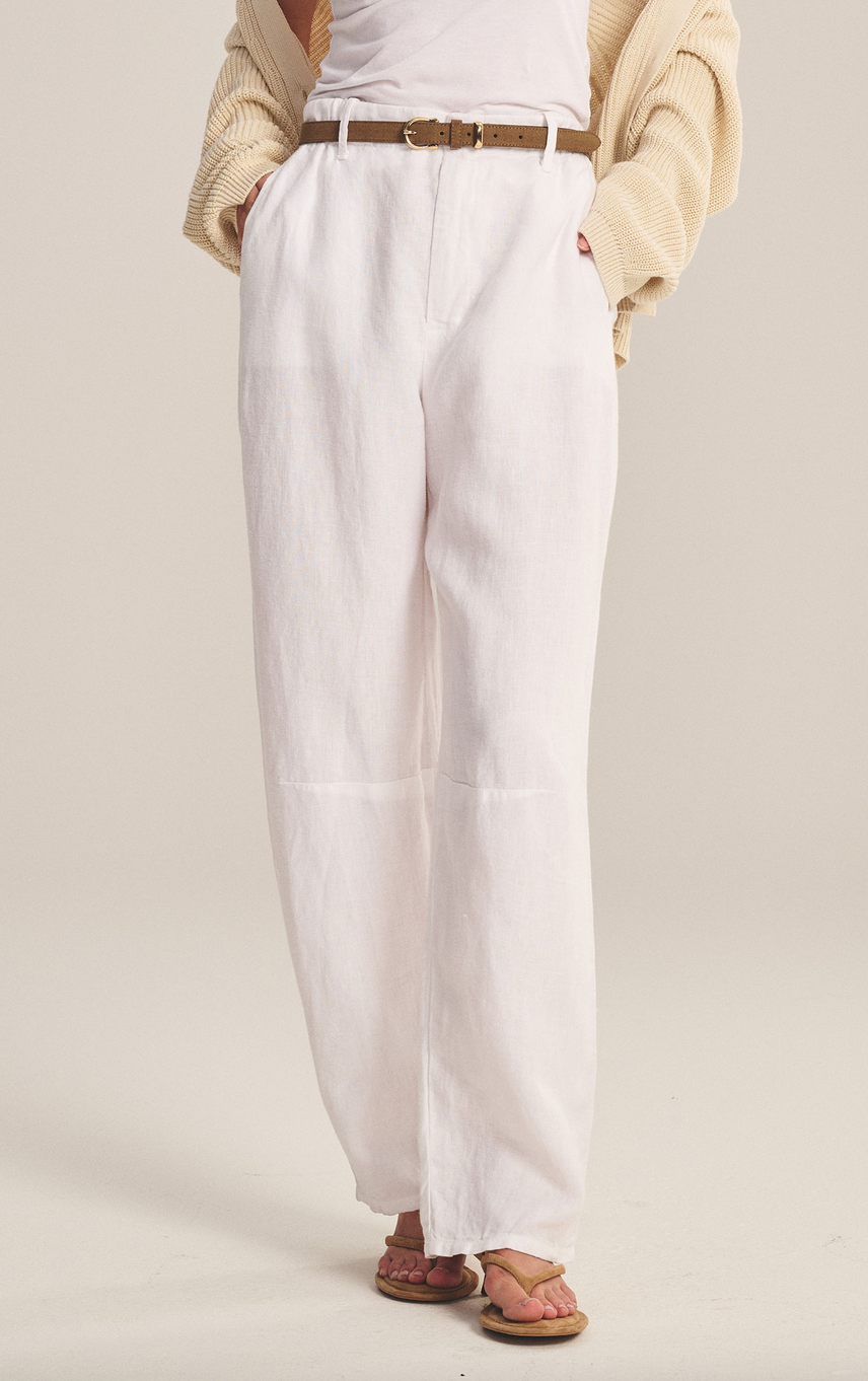 taylor heavy linen pant white