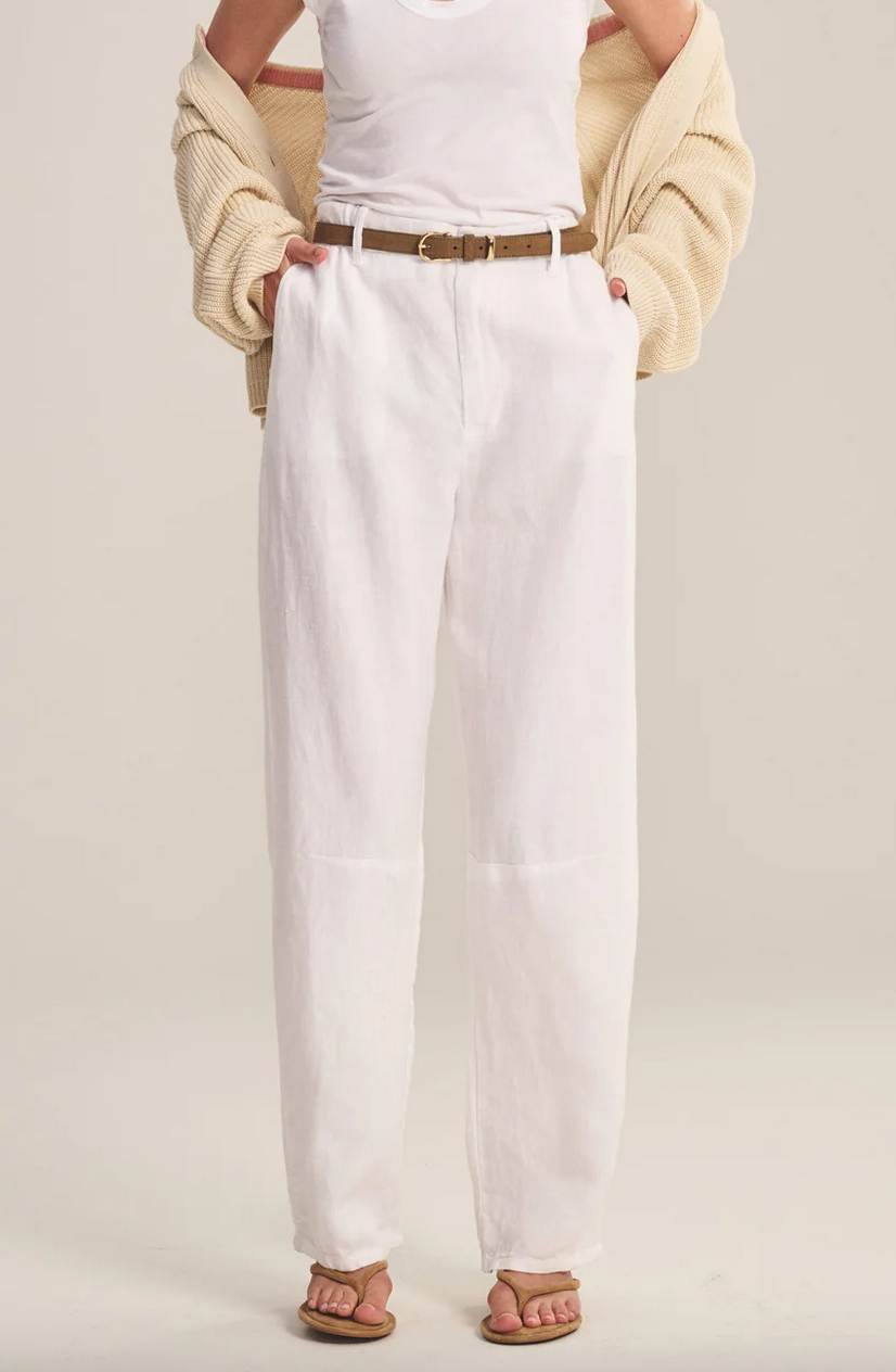 taylor heavy linen pant white