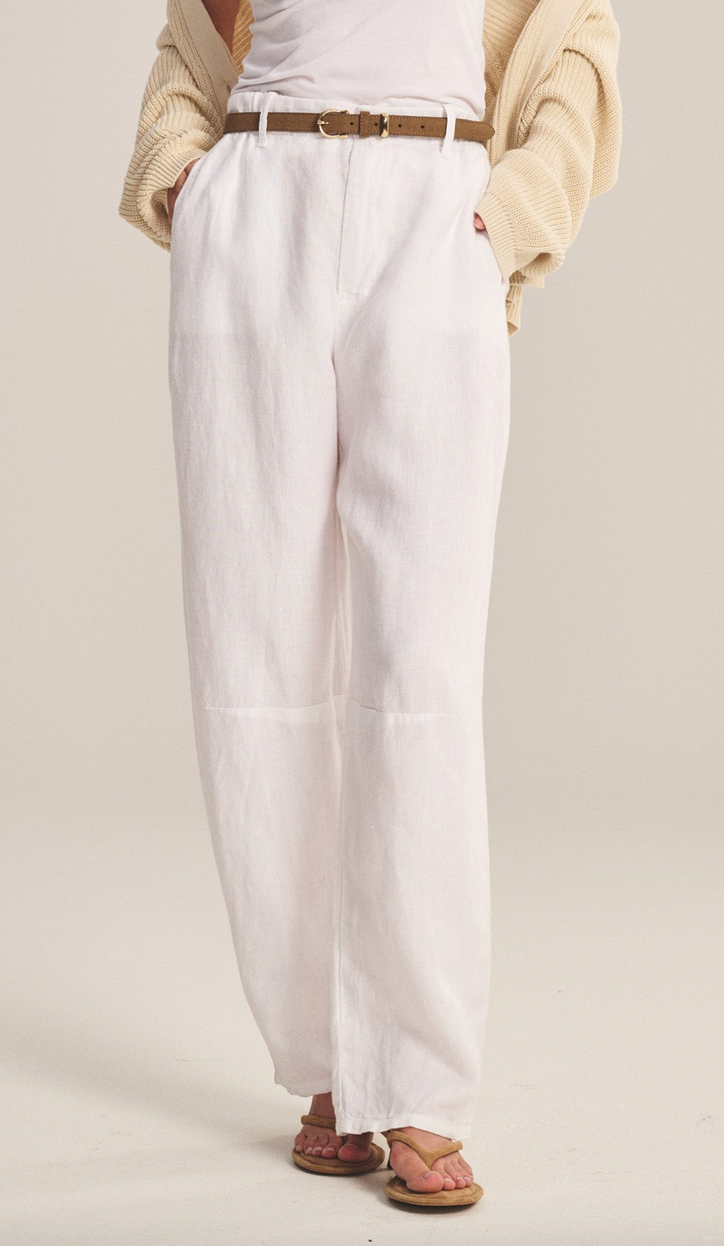 taylor heavy linen pant white