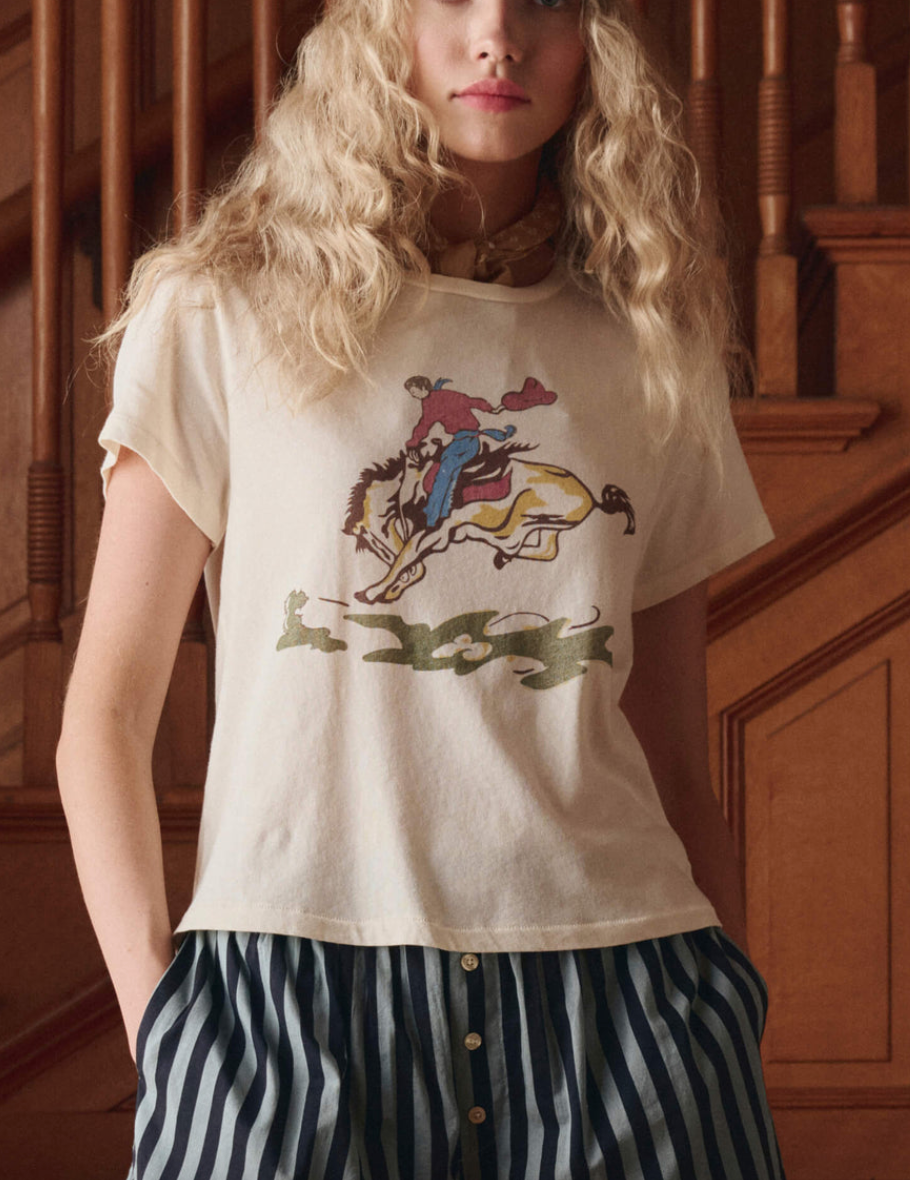 the little tee w/ rider graphic washed white