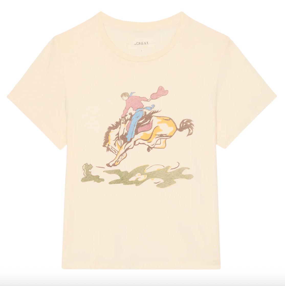 the little tee w/ rider graphic washed white