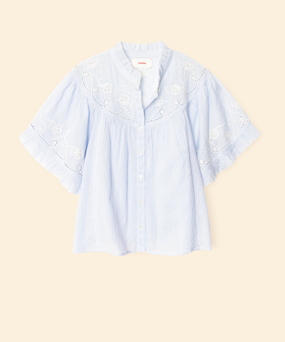 blue white stripe mae shirt