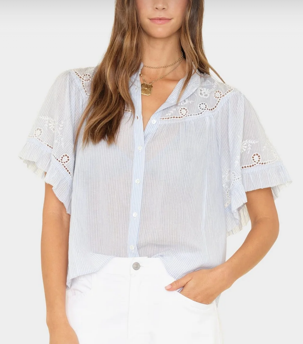 blue white stripe mae shirt