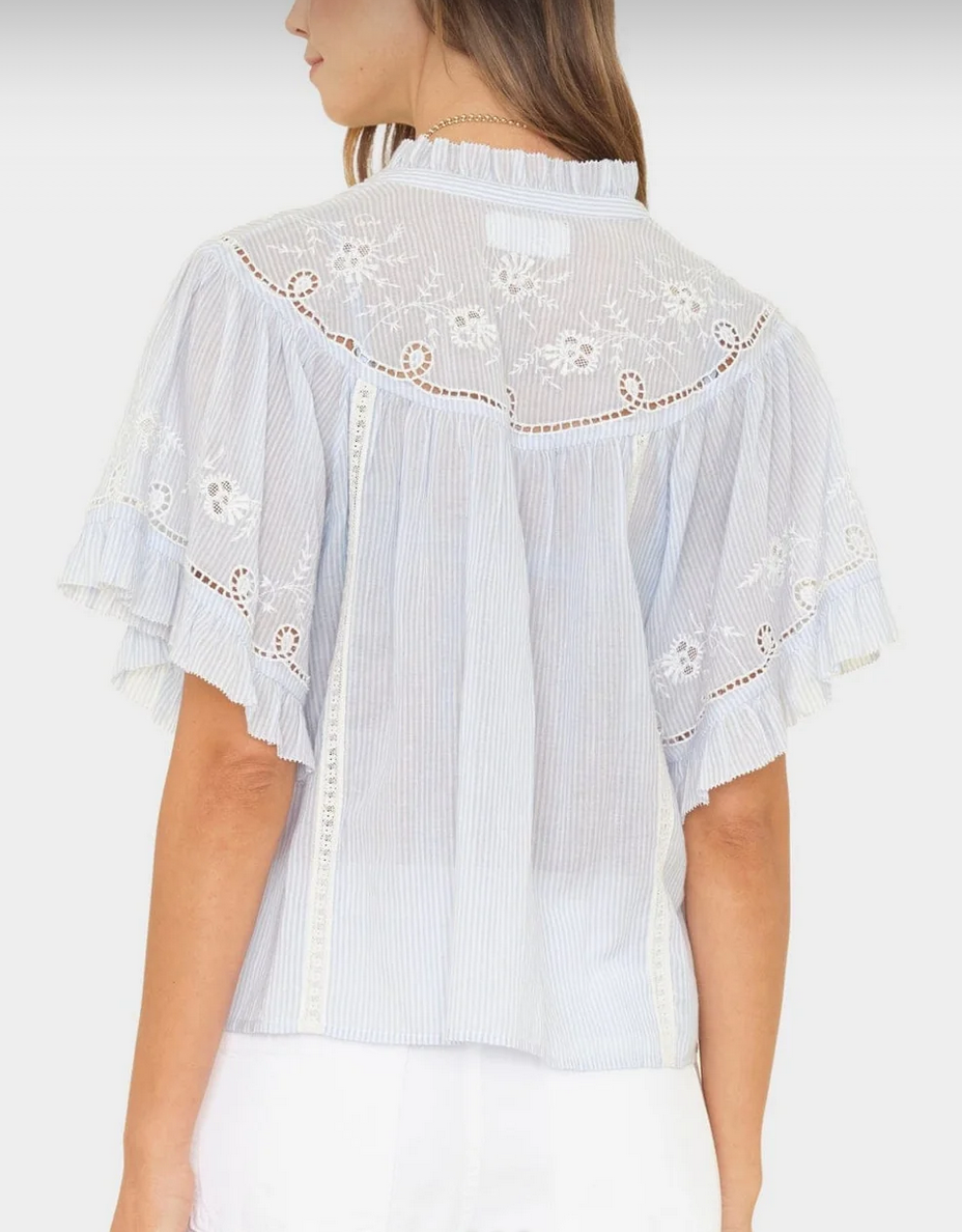 blue white stripe mae shirt