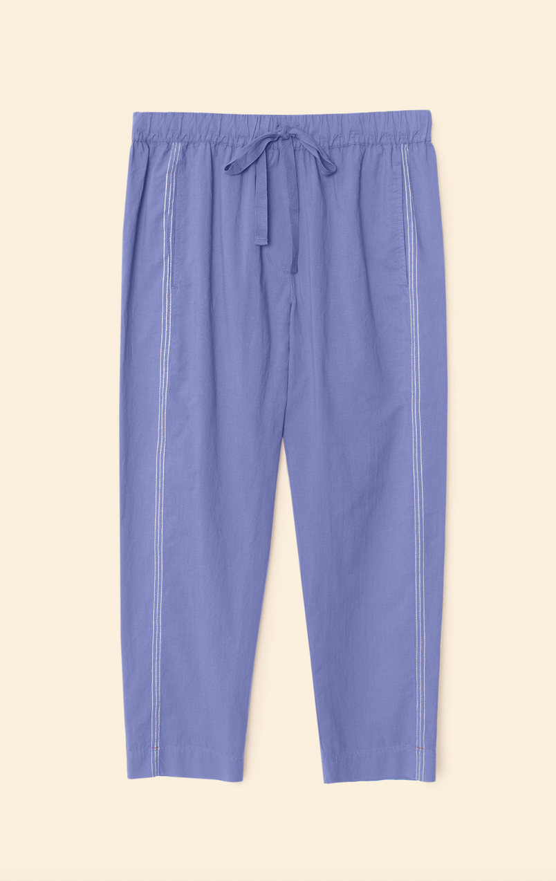 star blue white draper pant