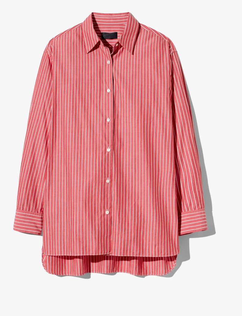yorke striped cotton shirt red and white stripe