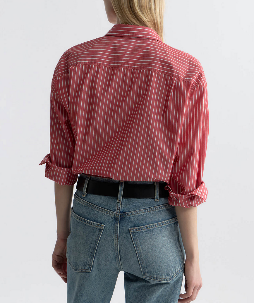 yorke striped cotton shirt red and white stripe