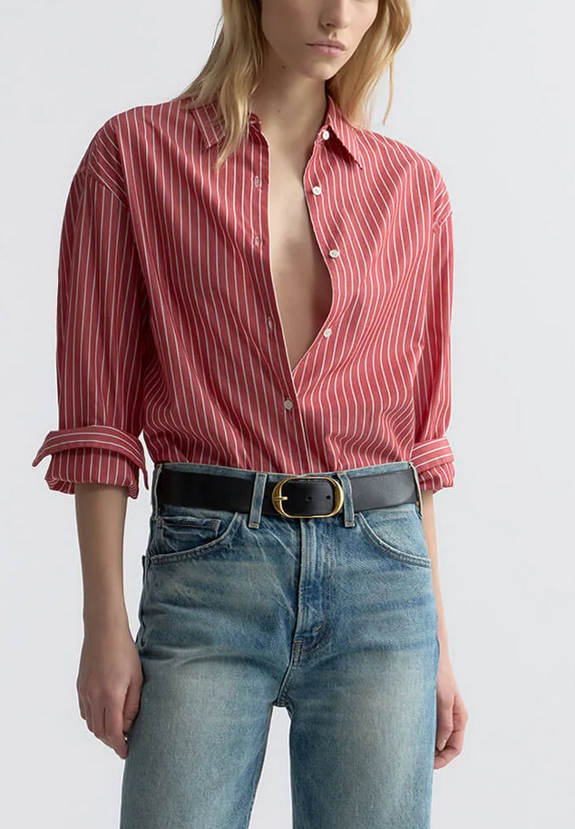 yorke striped cotton shirt red and white stripe