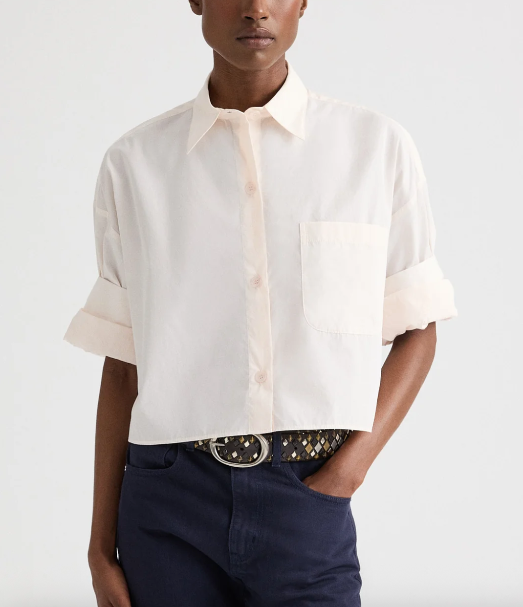 Next ex shirt in superfine cotton sheer pink