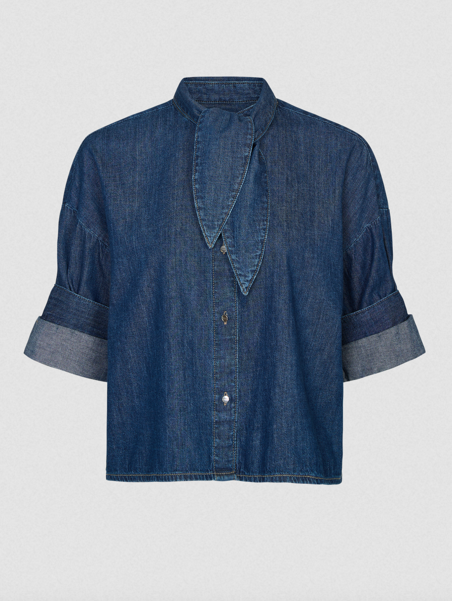 dark stone tie one on shirt in denim shirting