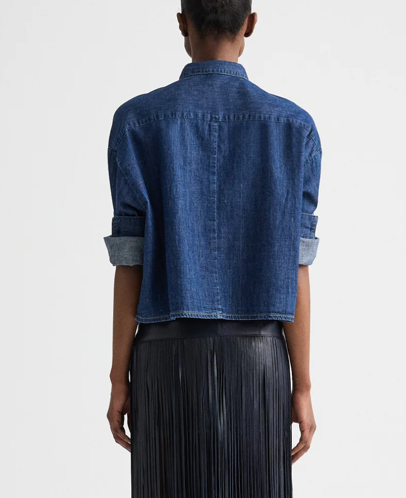dark stone tie one on shirt in denim shirting