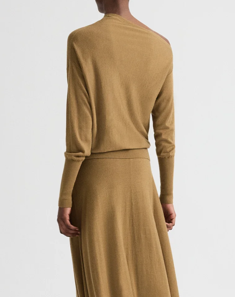 ermine cold shoulder sweater in fine wool silk