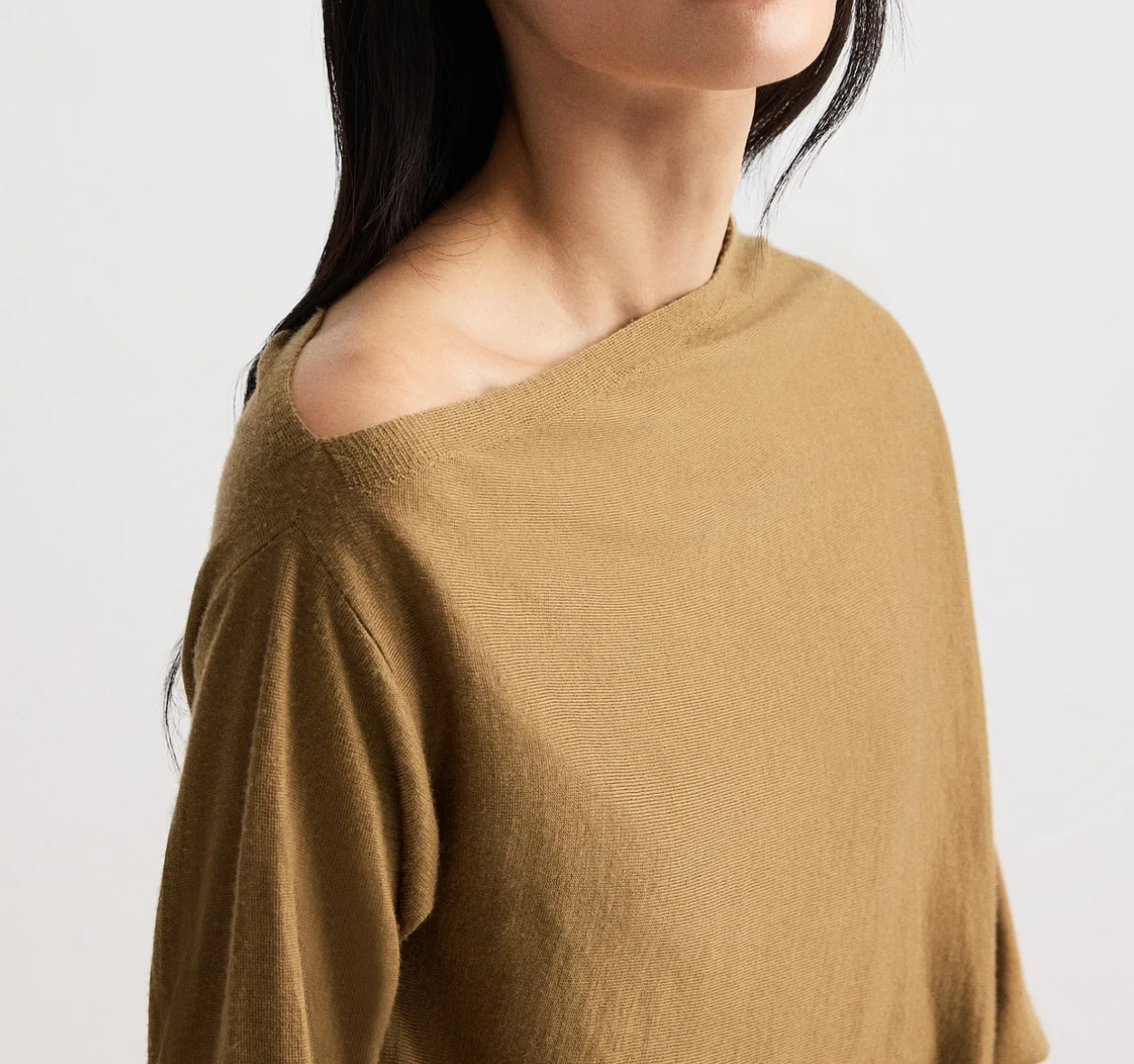 ermine cold shoulder sweater in fine wool silk