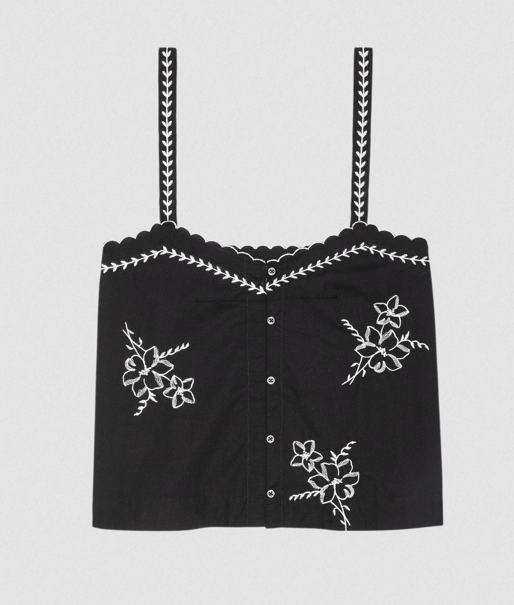 the weekend tank with hanky embroidery black