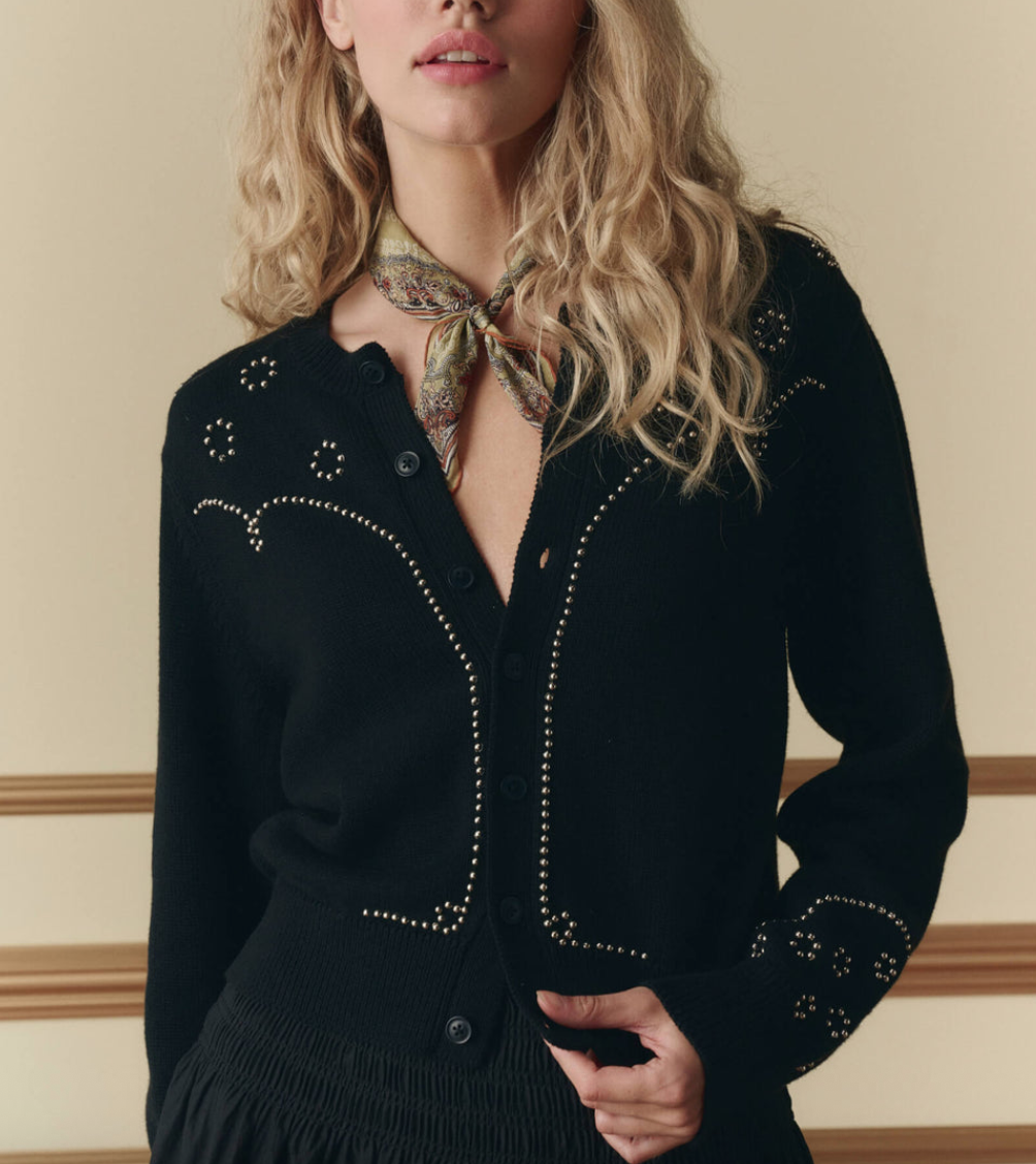 the studded cardigan black