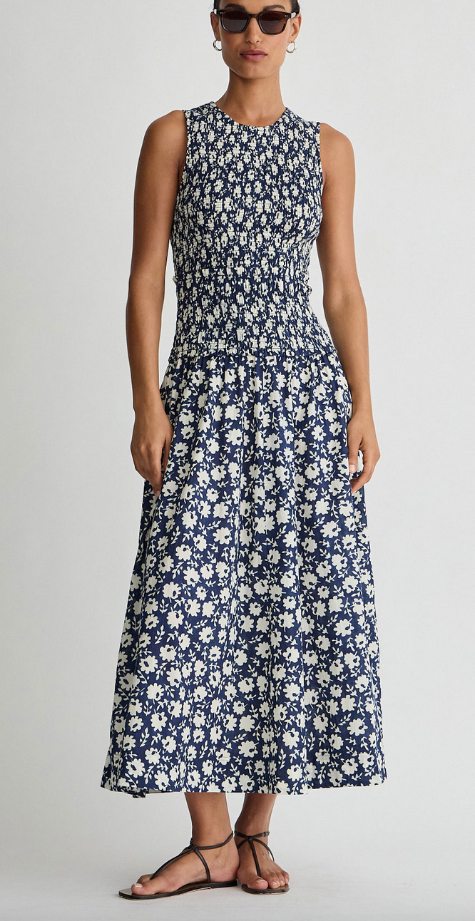 siempre tank maxi navy floral stamp