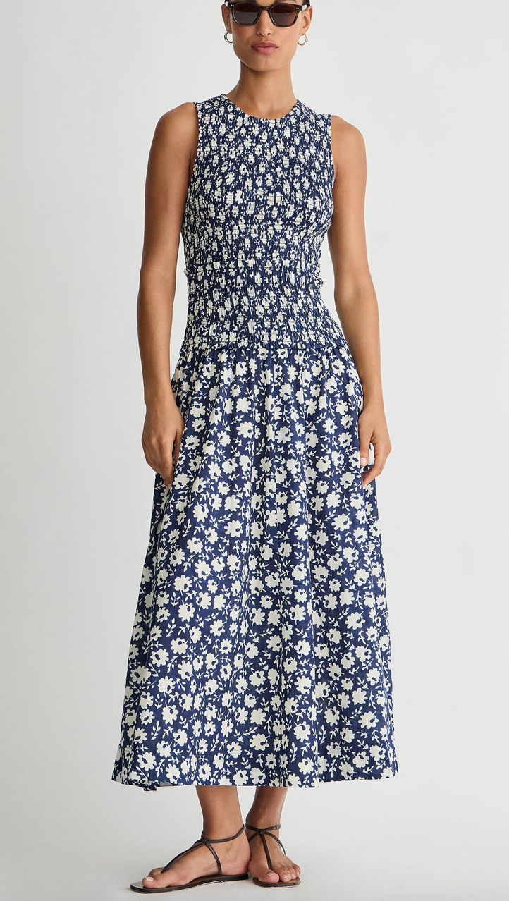 siempre tank maxi navy floral stamp