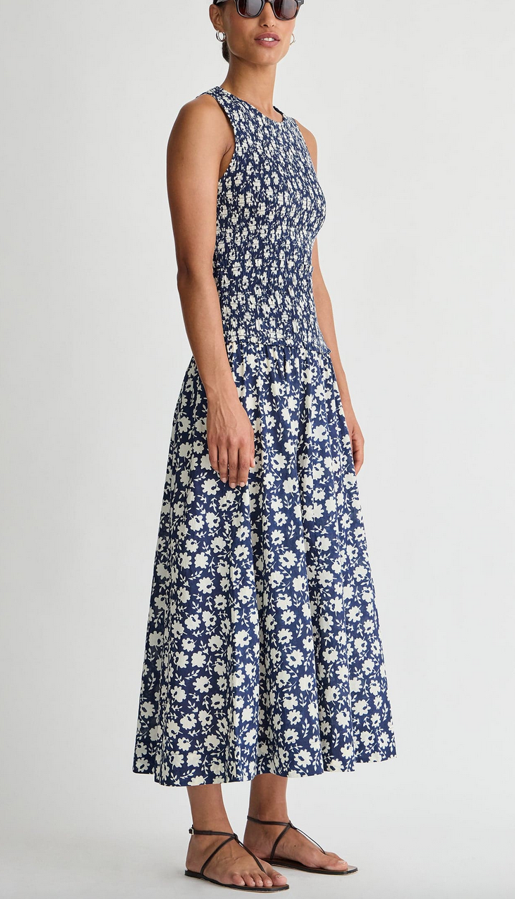 siempre tank maxi navy floral stamp