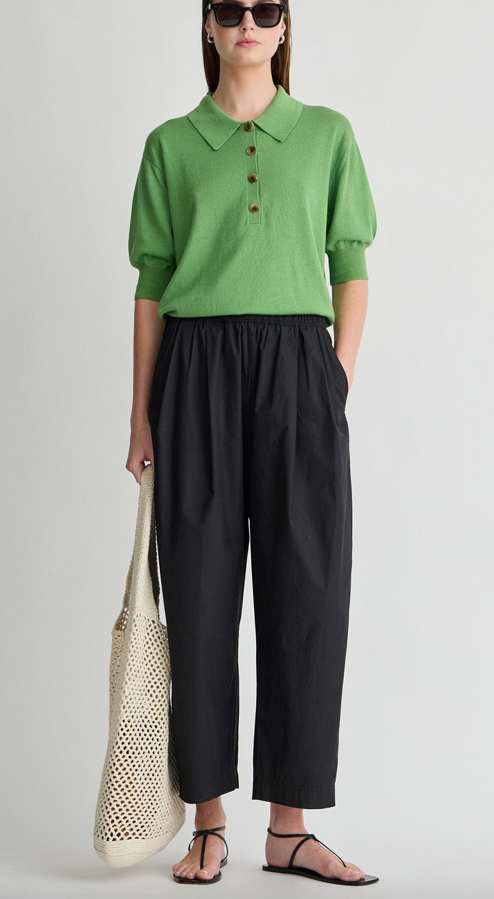 spa pleat pant black