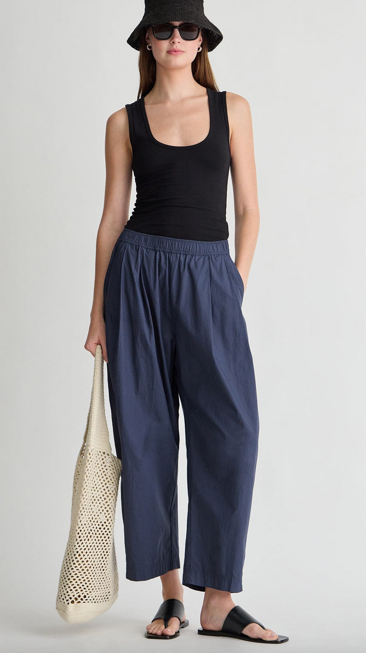 spa pleat pant navy