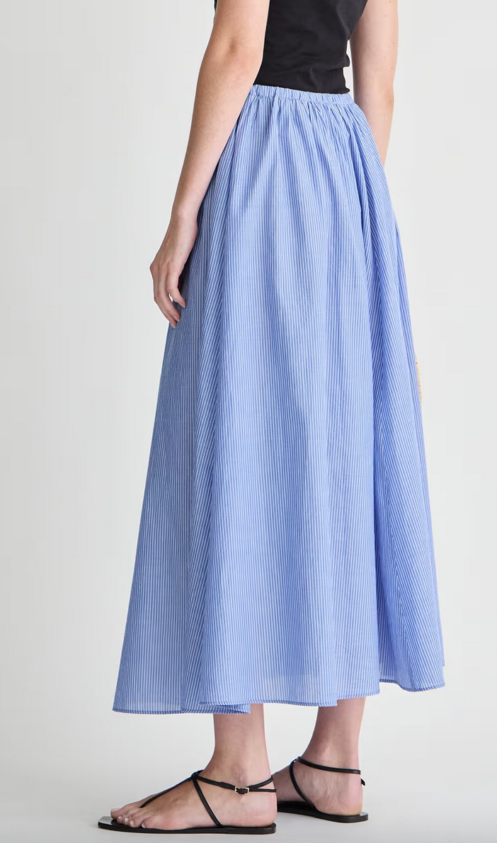 hanne tie maxi skirt micro stripe blue & cream