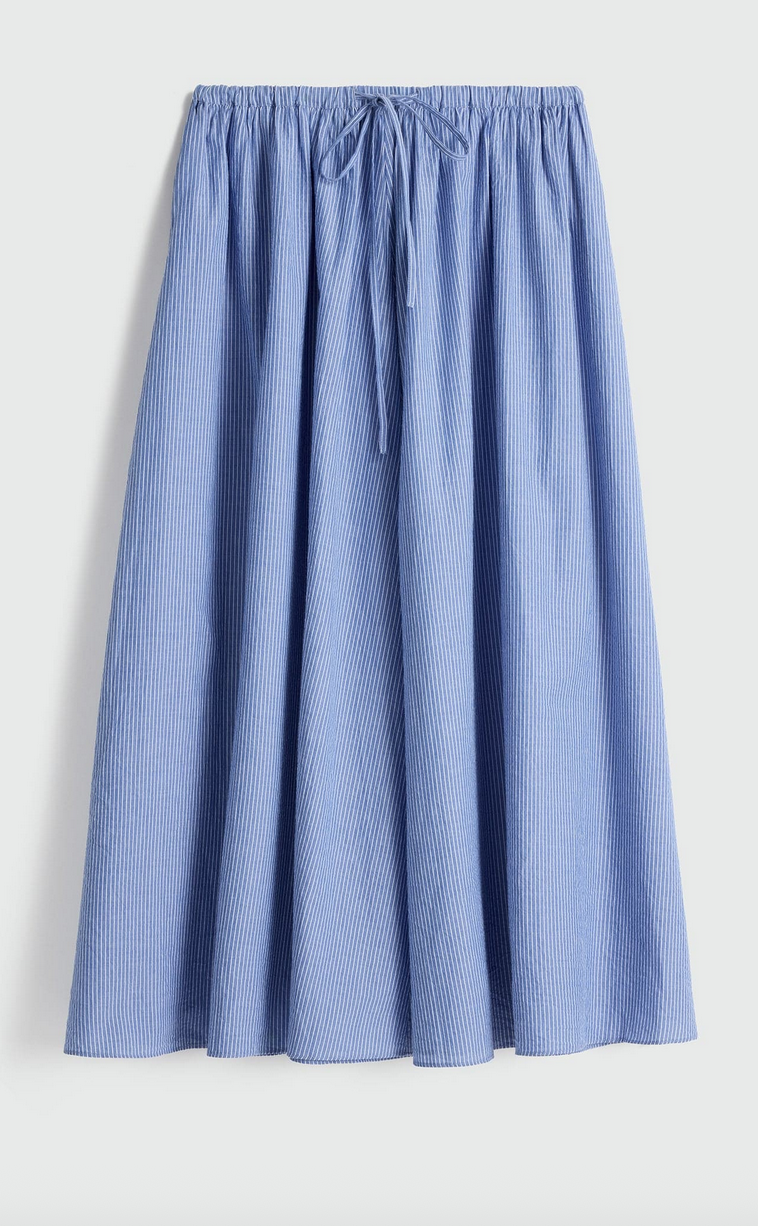 hanne tie maxi skirt micro stripe blue & cream